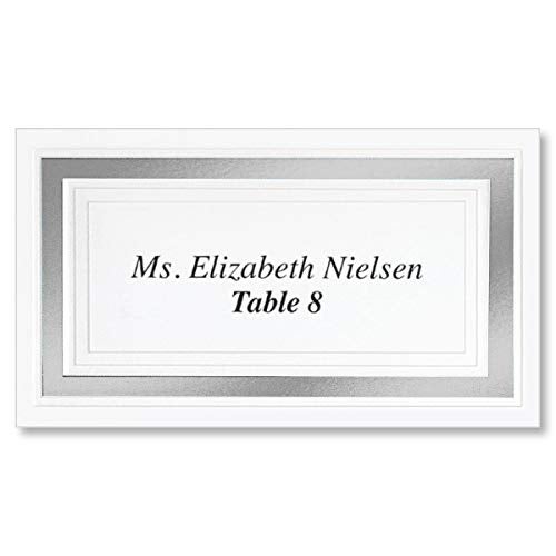 PaperDirect White 65lb Cover Stock Place Cards, Silver Foil Border, Micro-Perforated, 2" x 3 1/2", 200/box, Laser and Inkjet Compatible - Image 2