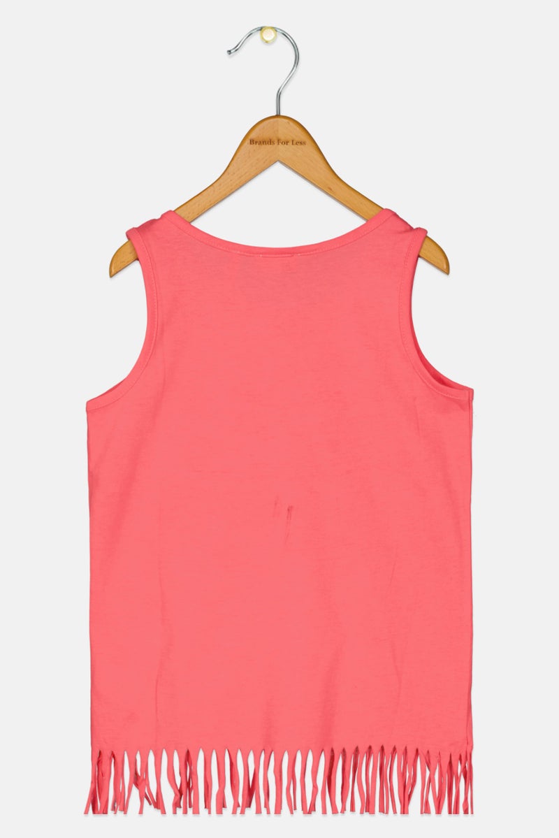 KOTON Kids Girl Graphic Print Sleeveless T-Shirt, Pink - Image 2