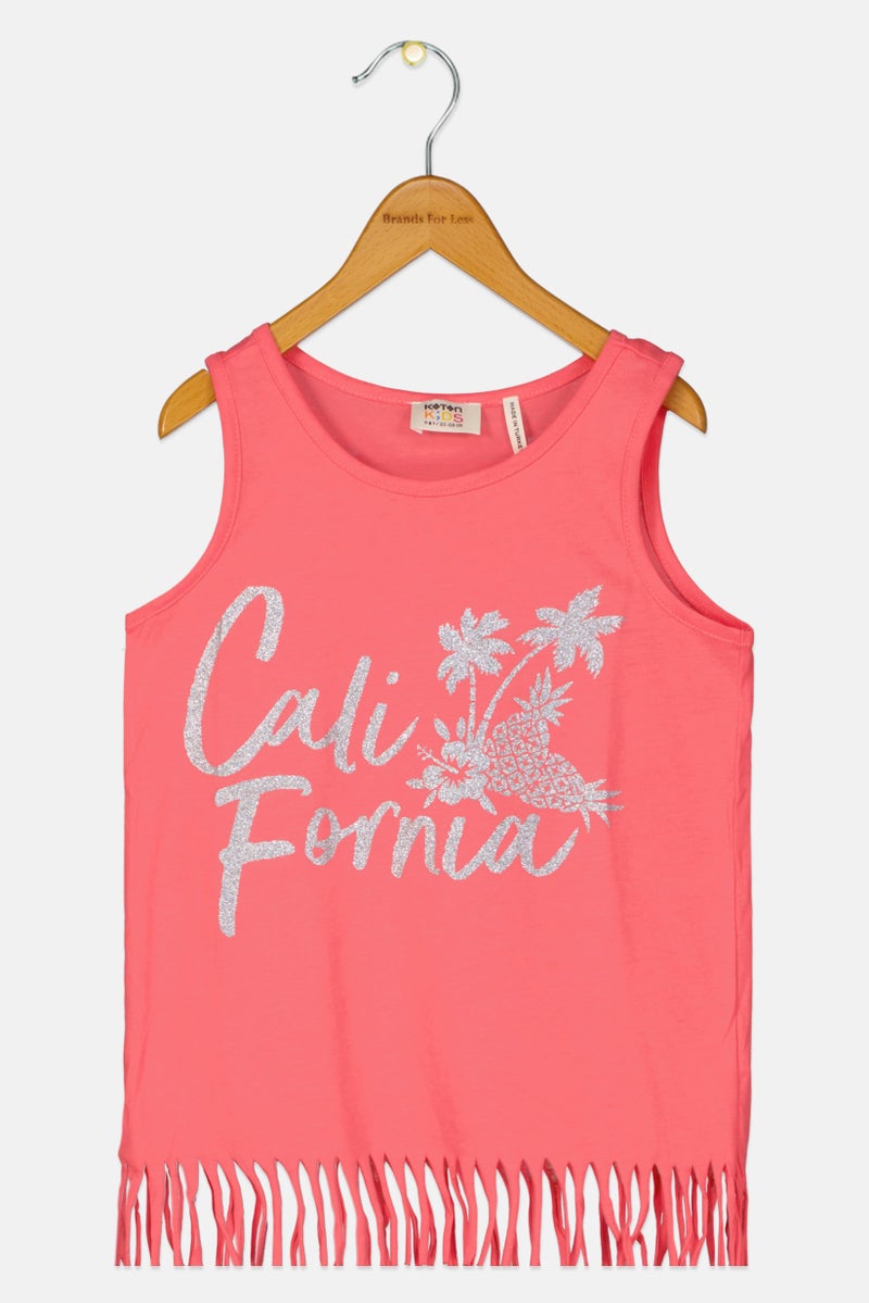KOTON Kids Girl Graphic Print Sleeveless T-Shirt, Pink - Image 1