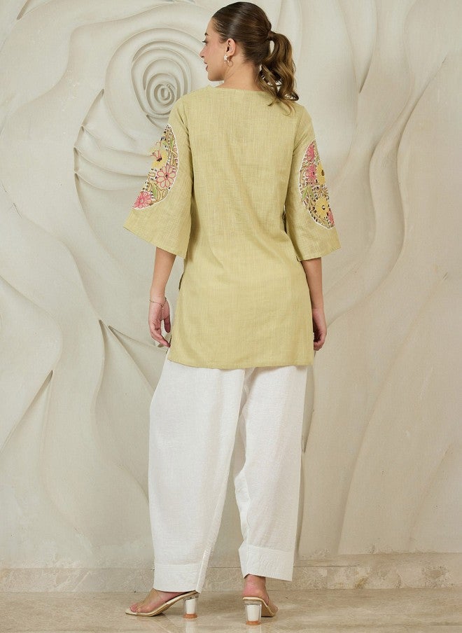 Athena Floral Embroidered Cotton Kurta With Salwar For Women - Image 5