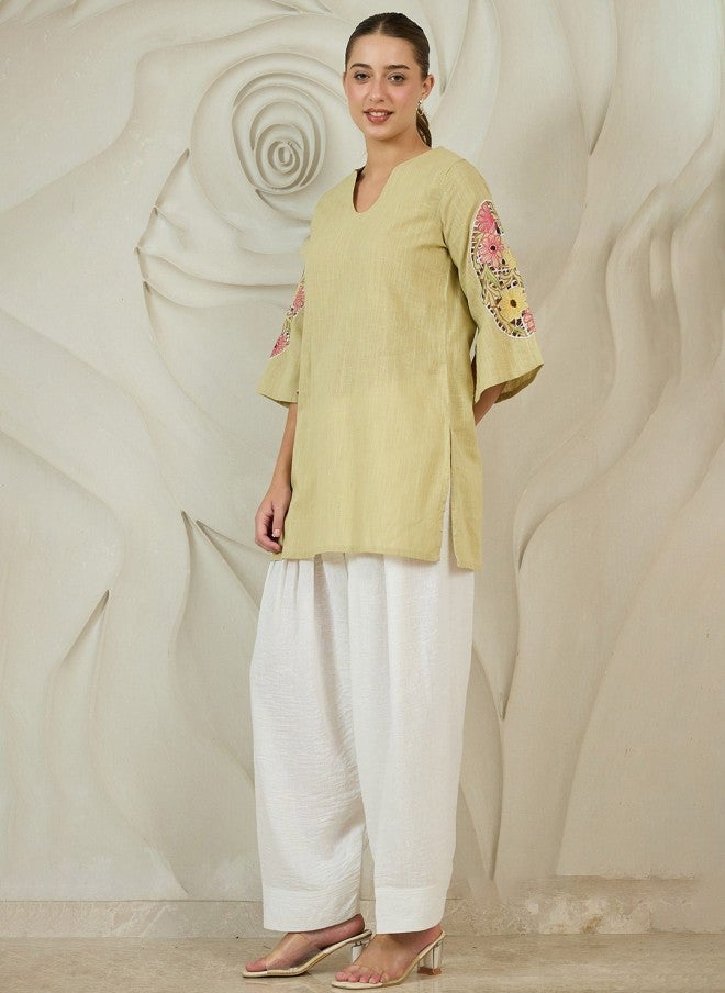 Athena Floral Embroidered Cotton Kurta With Salwar For Women - Image 4