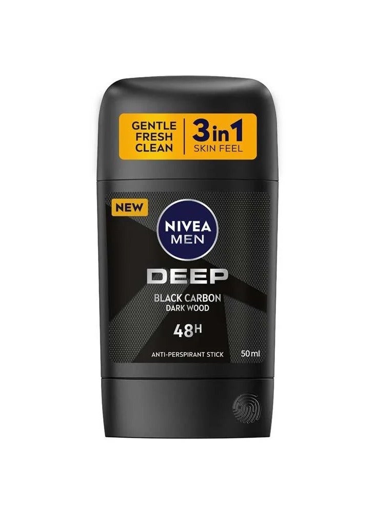 نيفيا مين نيفيا مزيل عرق ستيك ديب بلاك كاربون للرجال 48 ساعة - 50 مل - Image 1