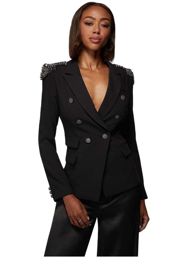 bebe - Studded Shoulder Double Breast Tailored Blazer - Image 1