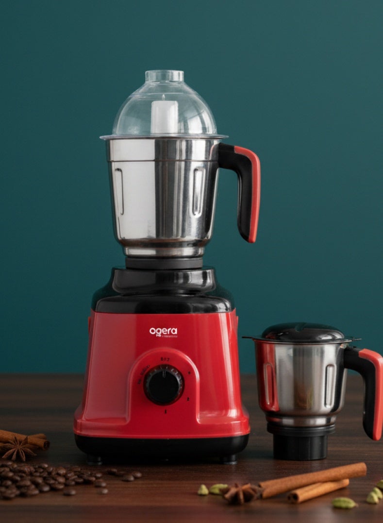 أوجيرا خلاط ومطحنة 3 في 1 | محرك قوي 750 واط مع 3 سرعات ووضع النبض | أوعية ستانلس ستيل مانعة للتسرب | مثالي للسموثي والميلك شيك والماسالا والطحن الجاف | تصميم متين | سعة 1.5 لتر | ضمان سنتين - Image 5