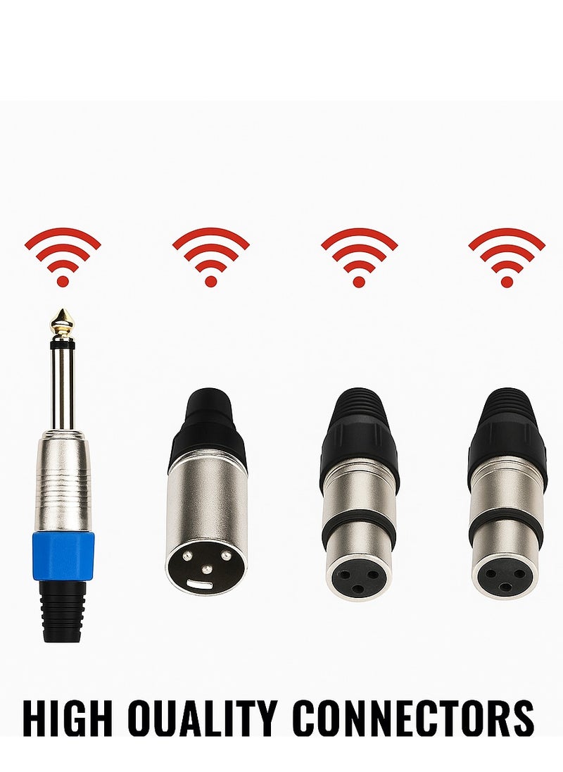 مايك ميوزيك عدد 2 محولات صوت – XLR ذكر إلى أنثى و جاك 6.35 ملم إلى XLR – موصلات معدنية عالية الجودة للميكروفون والمضخم وأنظمة الصوت  - Image 1