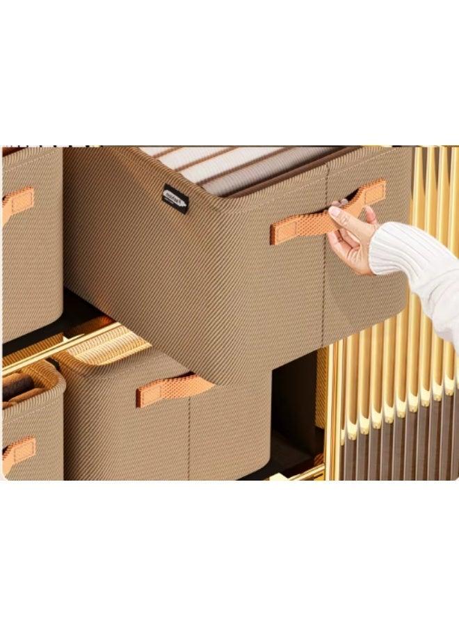 Living Medium Fabric Storage Box (M - 35x25x22 cm) with Modern Design and Side Handles for Shelf and Closet Organization - Image 2