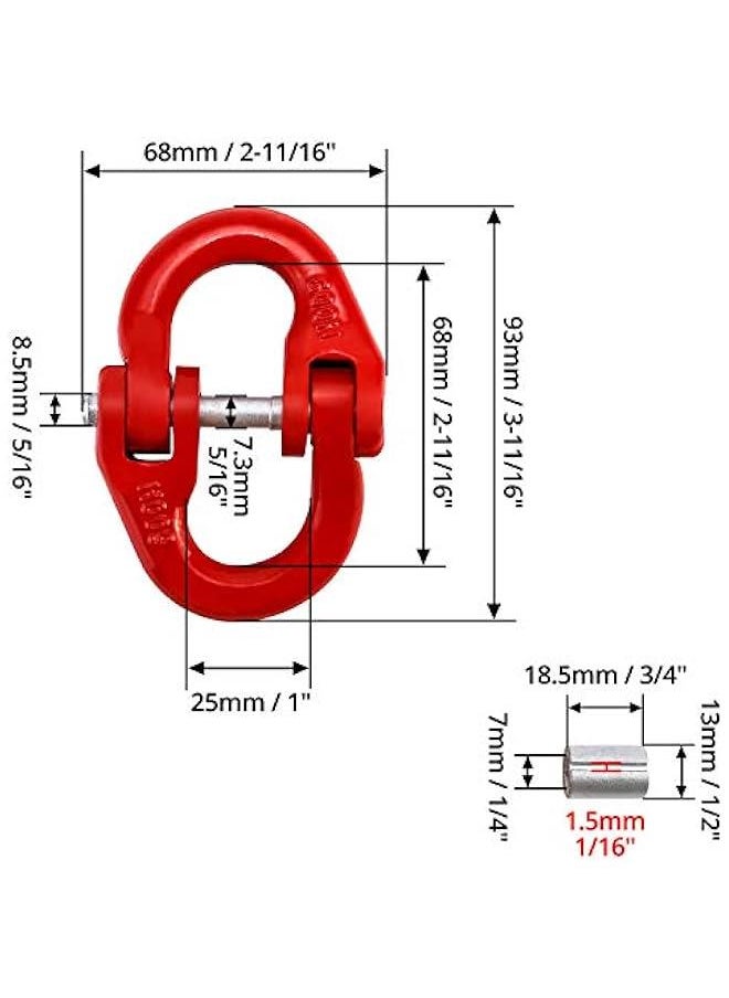 Arabest - G80 Alloy Steel Coupling Link, 2 Pack, 3/8 Hammer Lock Chain Connector, 7100 lbs Working Load Limit, Red - Image 1