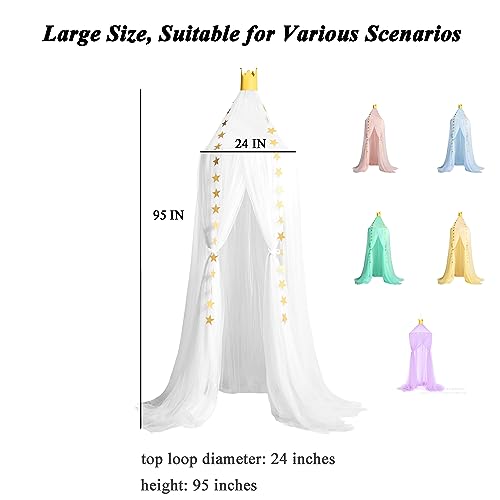 Pinkrin Bed Canopy for Girls, Canopy for Girls Room with Stars Decor, Dreamy Crib Canopy for Girls-Soft, Flowy & Easy to Install-Princess Canopy for Girls Bed, Reading Nook, Crib, Pink - Image 4