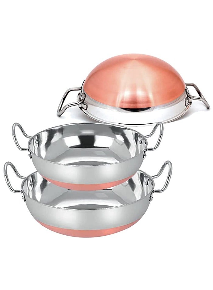 BLACKSTONE Copper Base Stainless Steel Kadai with Handles 29Cm - Image 4
