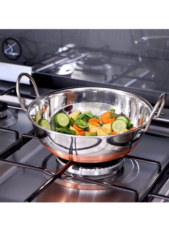 BLACKSTONE Copper Base Stainless Steel Kadai with Handles 29Cm - Image 2