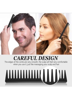 Patelai Patelai 3 Pcs Wide Tooth Detangling Hair Comb Detangling Hair Comb Hair Styling Comb Set, Carbon Fiber Cutting Comb Anti Static Heat Resistant Comb for Women Curly Straight Long Hair, Black (Classic)  - Image 3