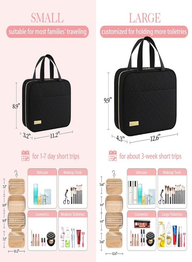 HOTOR Travel Toiletry Bag w/Hanging Hook - Spacious Toiletry Bag Essentials for Women & Men, Makeup Bag/Big Comparment, Waterproof for Travel Accessories, Medium, Black - Image 3