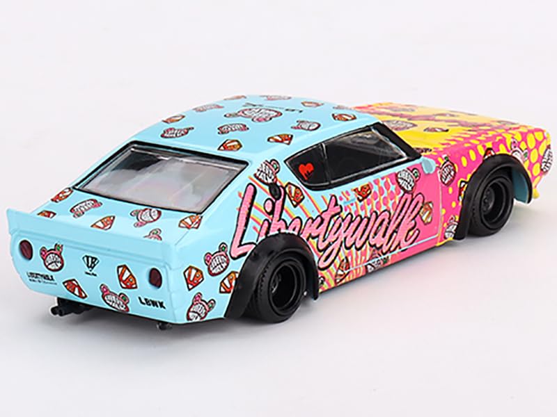 Mini GT Models Skyline Kenmeri Liberty Walk RHD (Right Hand Drive) Kuma Light Blue and Yellow with Graphics Limited Edition 1/64 Diecast Model Car by Mini GT MGT00698 - Image 3