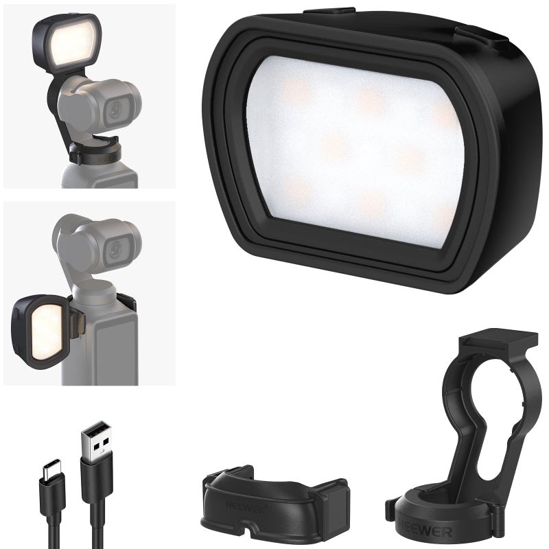 NEEWER Basics Magnetic Auxiliary Light Compatible with DJI OSMO Pocket 3 Gimbal Camera Creator Combo USB C Rechargeable Mini LED Fill Lighting Attachment for Selfie Vlog Video Recording M21 Black - Image 2