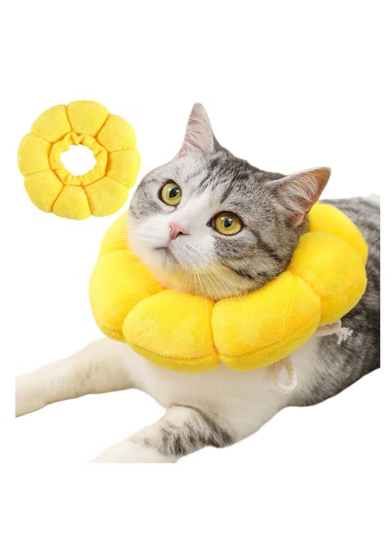 Cat Recovery Collar, Adjustable Elizabethan Collar for Cats & Small Dogs, Sunflower Design, Breathable & Safe for Recovery after Surgery, Prevents Licking & Biting, for Pets Up to 10KG - Image 1