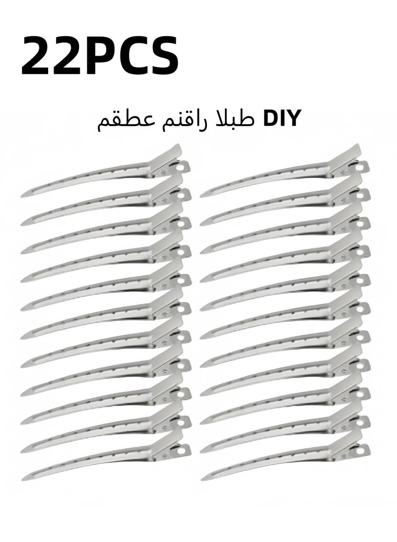 22 Pcs Duck Bill Hair Clips Set 9cm Crimping clips  Shapes for consultation Alligator Hair Clips Rustproof Metal Duck Billed Hair Clips with Holes, Multi-Use Curl Clips Hair Accessories for For Hair Styling Hair Coloring Hair Sectioning Hairdressers - Image 1