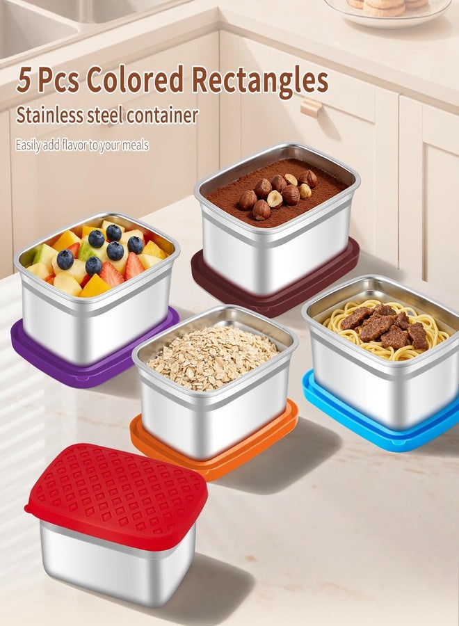 GIUOIDUO 5 Pack Heavy Duty Stainless Steel Food Containers - Extra Thick BPA-Free Storage Boxes with Leakproof Silicone Sealed Lids for Meal Prep - Image 5