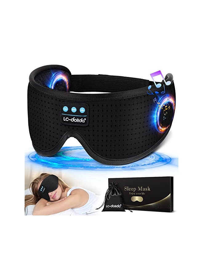 LC-dolida Sleep Headphones, White Noise Bluetooth Sleep Mask 3D Breathable Sleeping Eye Mask with Timing, Sleep Mask with Bluetooth Headphones for Side Sleepers Travel Yoga, Cool Gifts for Men Women - Image 1