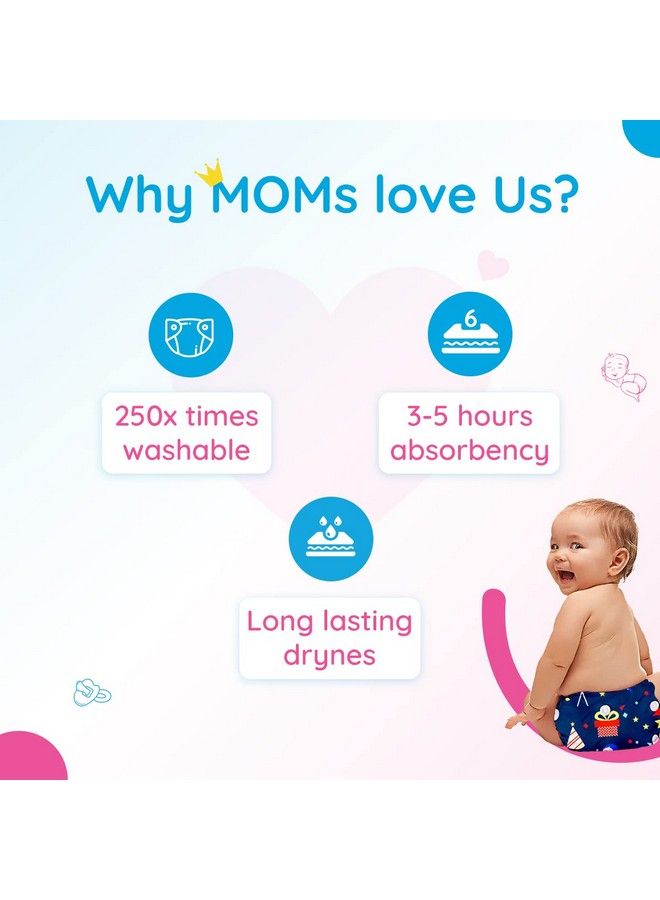 Bumtum حفاضة قماش مائية فائقة النظافة للأطفال من 0 إلى 3 سنوات بحجم حر 5 ساعات امتصاص؛ حفاضة قابلة للغسل وإعادة الاستخدام وامتصاص قطن (عبوة من 1 باللون الوردي والأصفر على شكل دونات) - Image 4