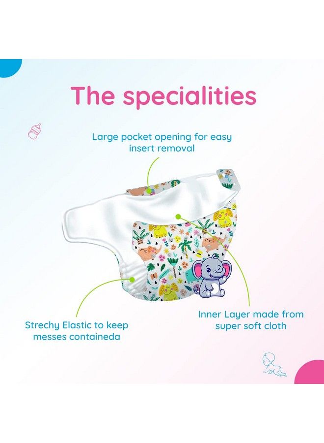 Bumtum حفاضة قماش مائية فائقة النظافة للأطفال من 0 إلى 3 سنوات بحجم حر 5 ساعات امتصاص؛ حفاضة قابلة للغسل وإعادة الاستخدام وامتصاص قطن (عبوة من 1 باللون الوردي والأصفر على شكل دونات) - Image 5