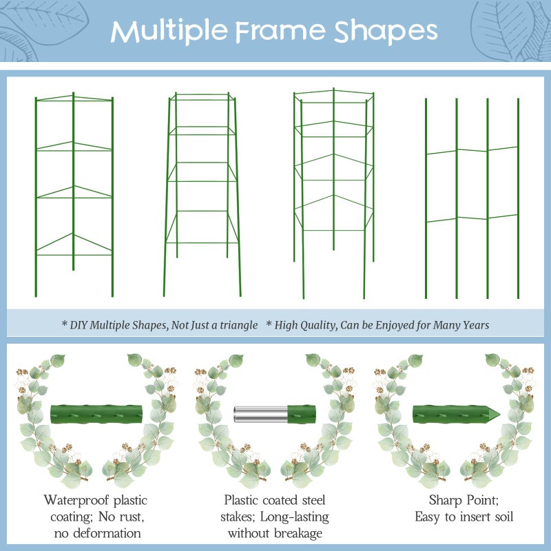 Legigo 6-Pack Tomato Cage for Garden Plant Support- Up to 63inch Garden Stakes Tomato Cage, Tomato Trellis for Potted Plants, Tomato Cages Plant Stakes for Climbing Vegetables Plants Flowers - Image 5