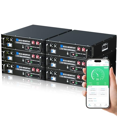 ECO-WORTHY 48V 600Ah Server Rack Lithium Battery (6 Pack 48V 100AH), 30.72kWh Capacity, LiFePO4 3U Battery with Bluetooth, Perfect for Home Power Storage, Off-Grid Energy Back-up - Image 1