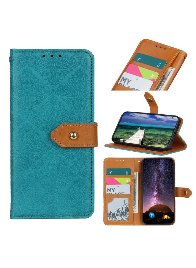 اس-توب جراب لهاتف Samsung Galaxy M13 4G، جراب جلدي منقوش بنقشة زهور أوروبية - Image 1