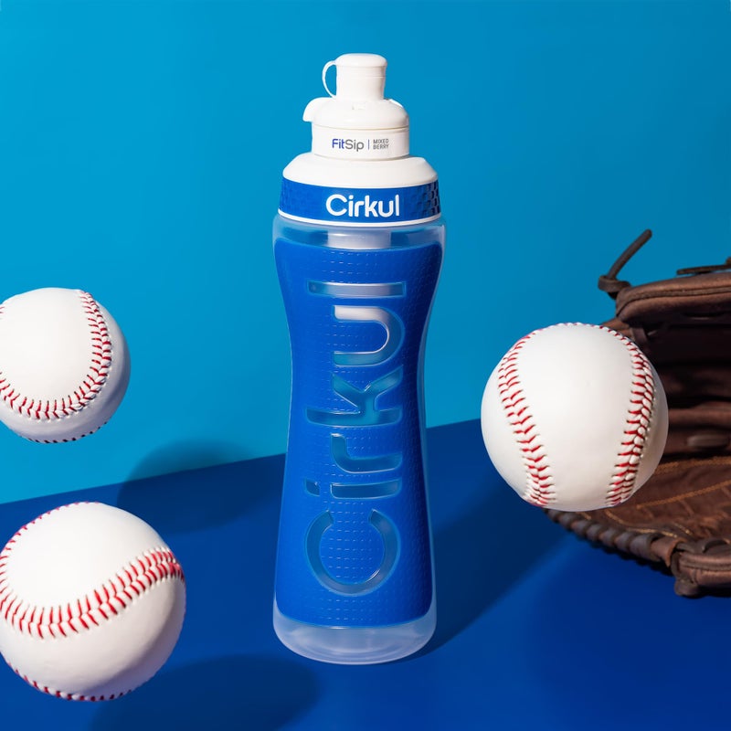 Cirkul 22oz. Navy Plastic Grip Squeeze Water Bottle & Sport Lid, BPA-Free, Non-Slip Design for Gym, Biking & Sports with Flavor Cartridge Included (FitSip Mixed Berry) - Image 3