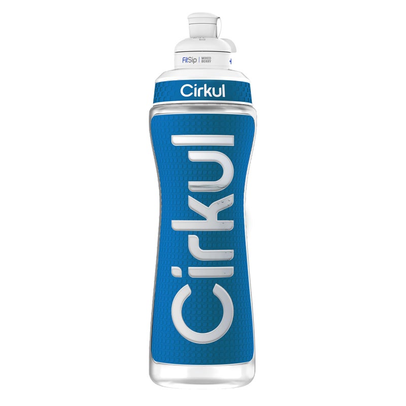Cirkul 22oz. Navy Plastic Grip Squeeze Water Bottle & Sport Lid, BPA-Free, Non-Slip Design for Gym, Biking & Sports with Flavor Cartridge Included (FitSip Mixed Berry) - Image 2