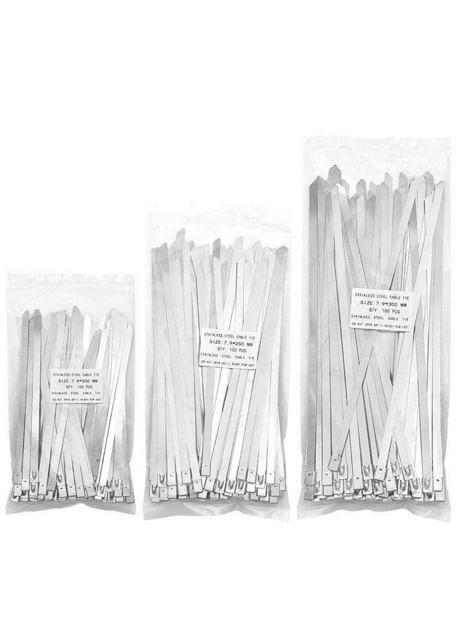 Bluejw 304 Stainless Steel Tie Self-locking Metal High Temperature Wire And Cable Bundle Outdoor White Steel Tie Strap - Image 1