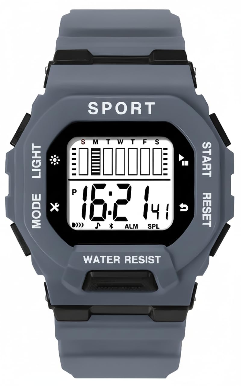 RACNOS Digital Silicone Strap Sports Watch for Boys | Sports Watch for Kids Boys | sportz Watch (Grey) - Image 1