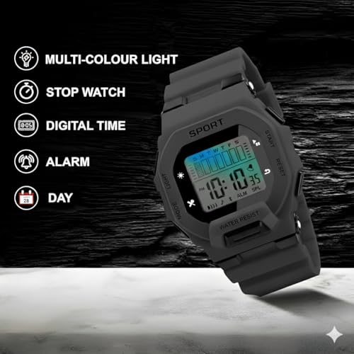 RACNOS Digital Silicone Strap Sports Watch for Boys | Sports Watch for Kids Boys | sportz Watch (Grey) - Image 5