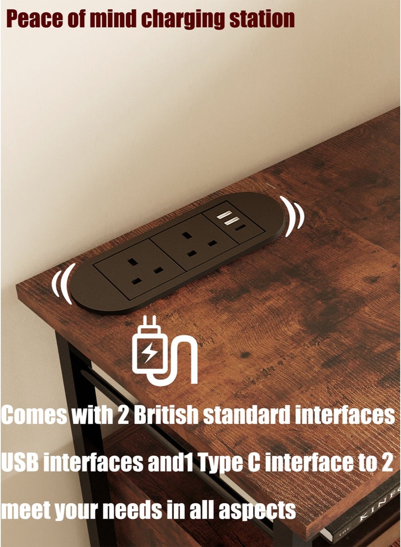 آن فش خزانة زاوية للقهوة مقاس 100*35*85 سم مع منفذ طاقة وطاولة وحدة تحكم وطاولة جانبية ورف خباز للمطبخ وخزانة عرض بار القهوة مع باب أكريليك للمطبخ وغرفة المعيشة ومدخل غرفة الطعام - Image 2