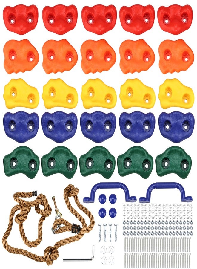 Yaegoo 25pcs Rock Climbing Holds, Rock Climbing Holds with Climbing Rope and Handles, Mounting Hardware Included - Image 1