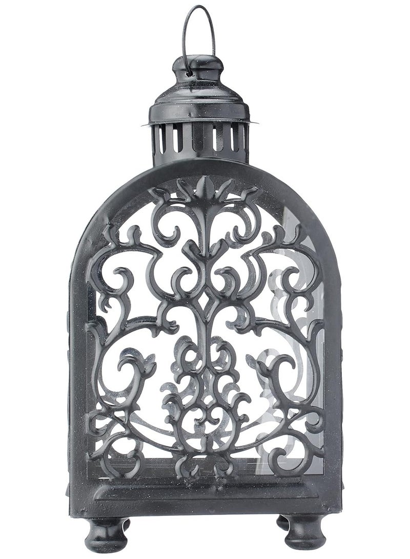 فانوس رمضان عش عصفور - 26 سم - اسود - زجاج مربع شفاف - قد يختلف التصميم. - Image 2