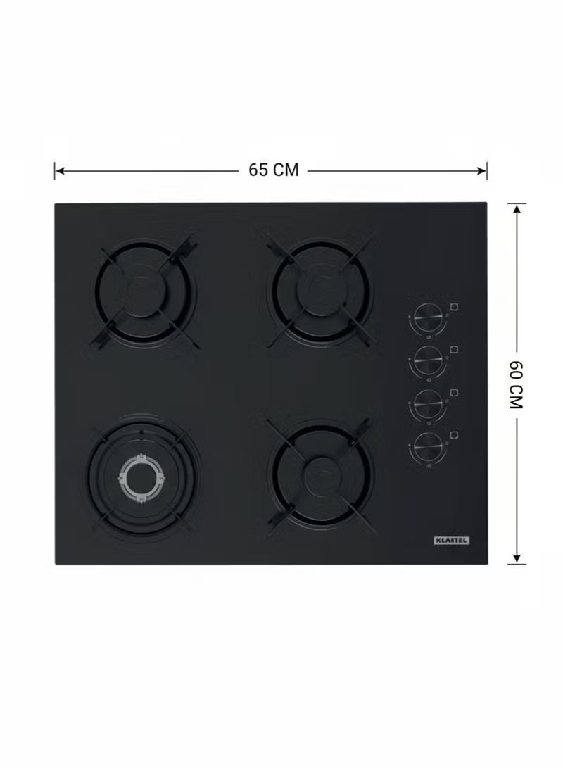 كومتيل موقد غاز بلت إن – 4 شعلات – 60×65 سم – اشتعال تلقائي – أسود – موديل C65-40BTF - Image 2
