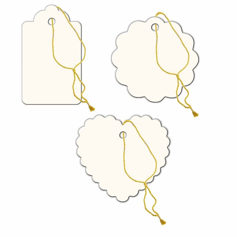 CVANU CVANU 60pcs Designer Blank Craft Paper LabelNote Garment Hang Card DoubleSided Printable Handmade Gift Tag with Golden Strings Idea for Festival Decoration and Special Occasion Biscuit Colour  - Image 1