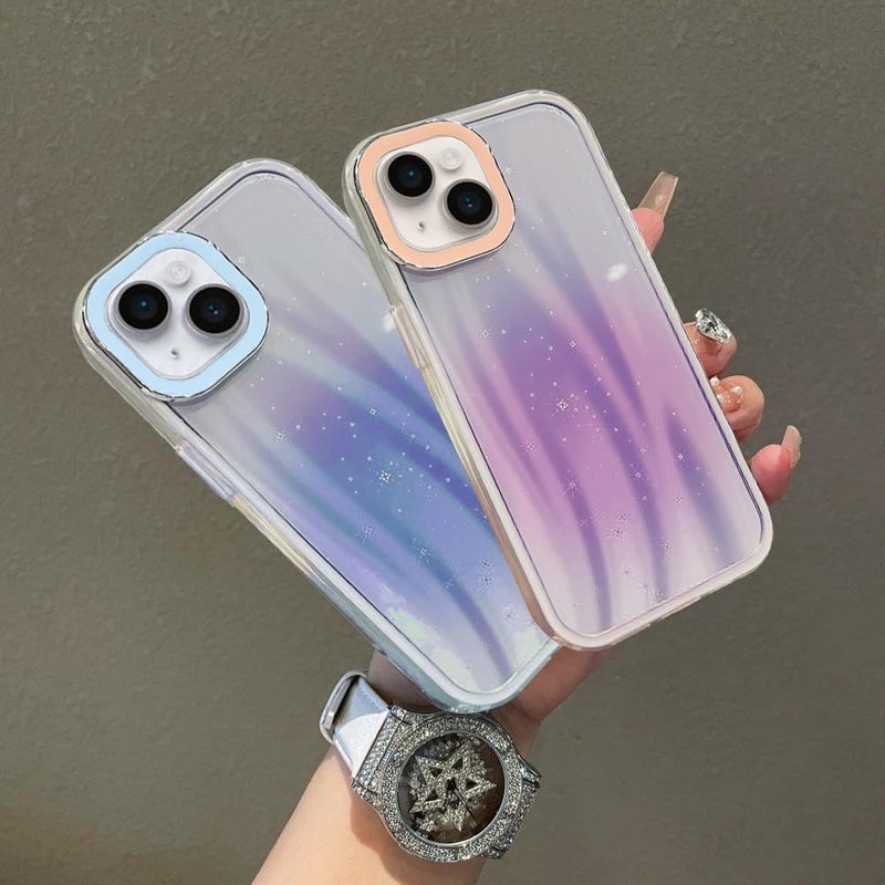 VONZEE Compatible for iPhone 15 6.1'' Case Bling Star Gradient Shiny Colorful Case with Full Camera Protection Shockproof Case PC+TPU Glossy Shiny Cover for Girls Women,Pink - Image 5