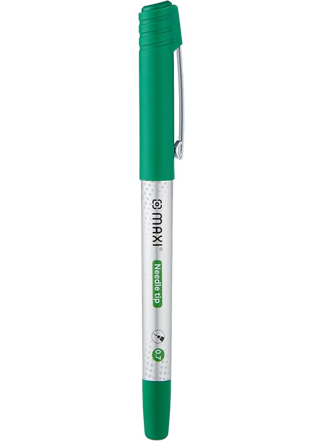 ماكسي قلم حبر جاف برأس إبرة 0.7 مم، علبة تحتوي على 12 قطعة باللون الأخضر - Image 2