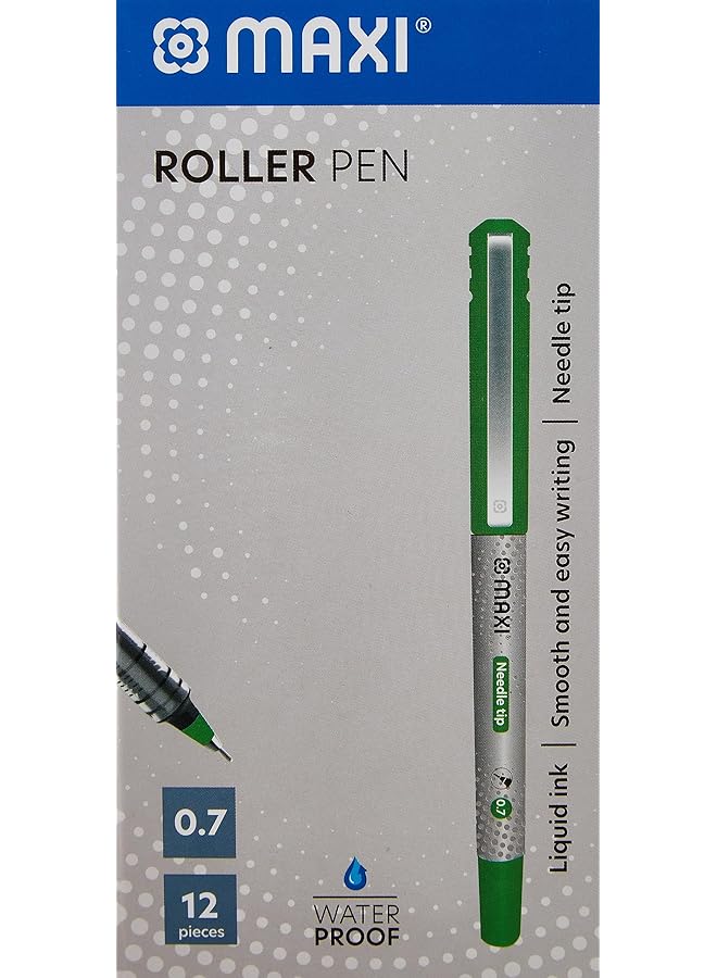 ماكسي قلم حبر جاف برأس إبرة 0.7 مم، علبة تحتوي على 12 قطعة باللون الأخضر - Image 5