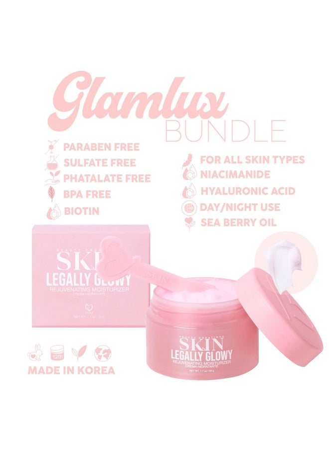 Glam Lux Bundle Of 3 Korean Skincare Vegan Beauty Creations Legally Glowy Rejuvenating Moisturizer Célavi Korean Makeup Remover Cleansing Wipes & Korean Facial Mask Paraben Sulfate & Oil Free  - Image 2