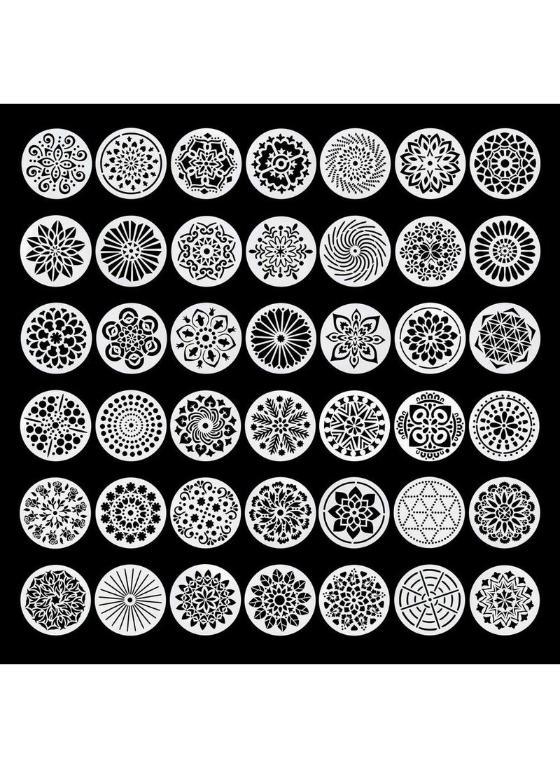 unbraded unbraded Wedong 42 Pcs Mandala Stencils, Reusable Stencils Mandala Dot Painting Templates Round Stencil For Diy Painting Art Scrapbook(4 Inch)  - Image 1