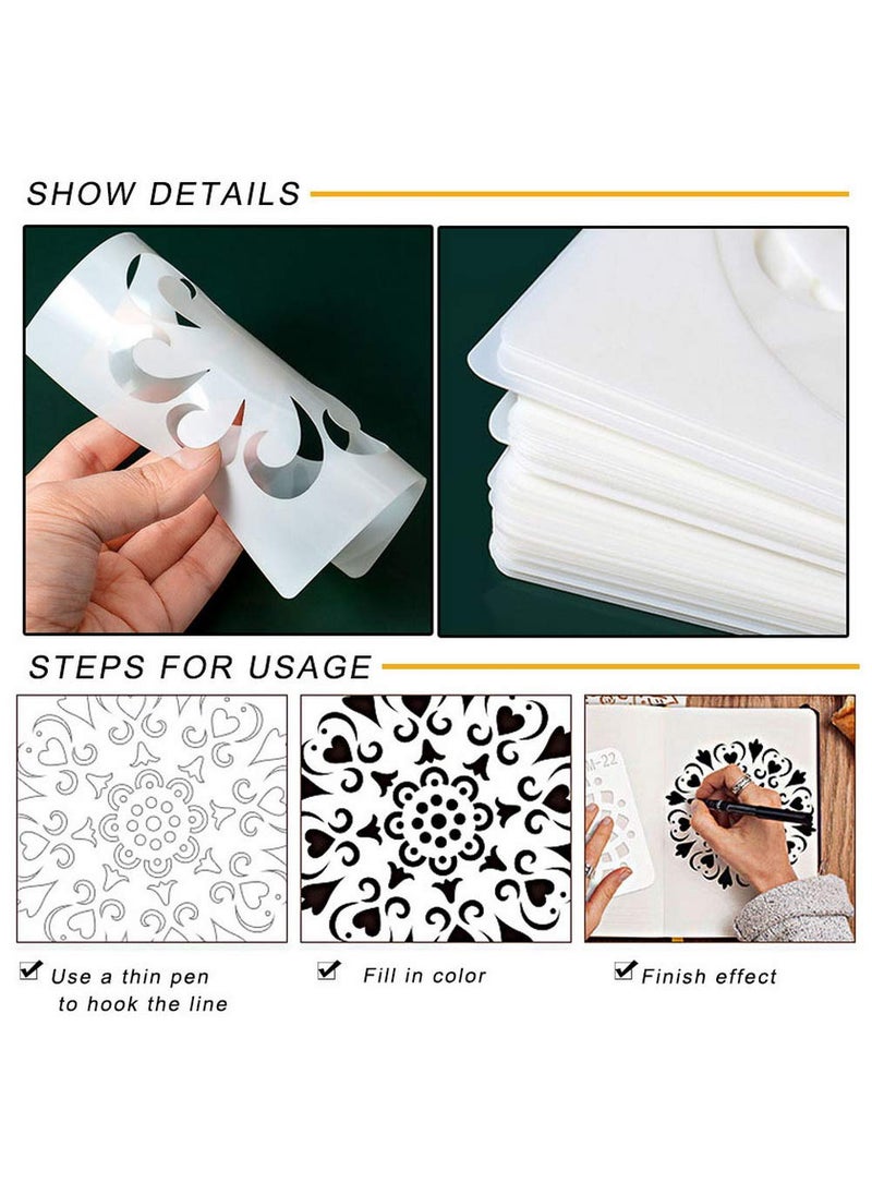 unbraded unbraded Wedong 42 Pcs Mandala Stencils, Reusable Stencils Mandala Dot Painting Templates Round Stencil For Diy Painting Art Scrapbook(4 Inch)  - Image 4
