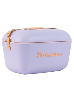 Polarbox Polarbox 12L Cooler Box – Lilac & Orange | Retro Insulated Ice Box with Leather Strap | Stylish Thermal Picnic & Beach Cooler  - Image 1