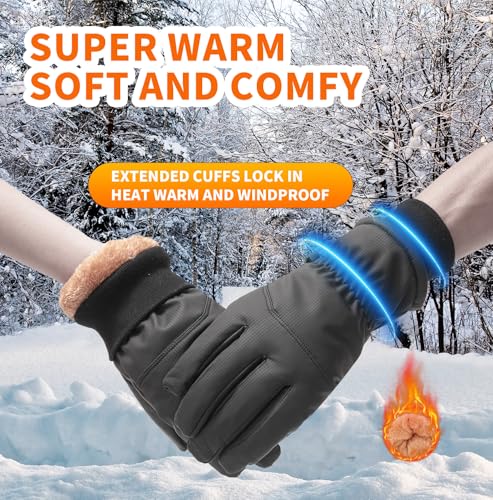 Jeniulet Waterproof Winter Gloves for Men Warm Ant-slip Touchscreen Ski Snow Cycling Running Cold Weather Long Fleece Lining - Image 2