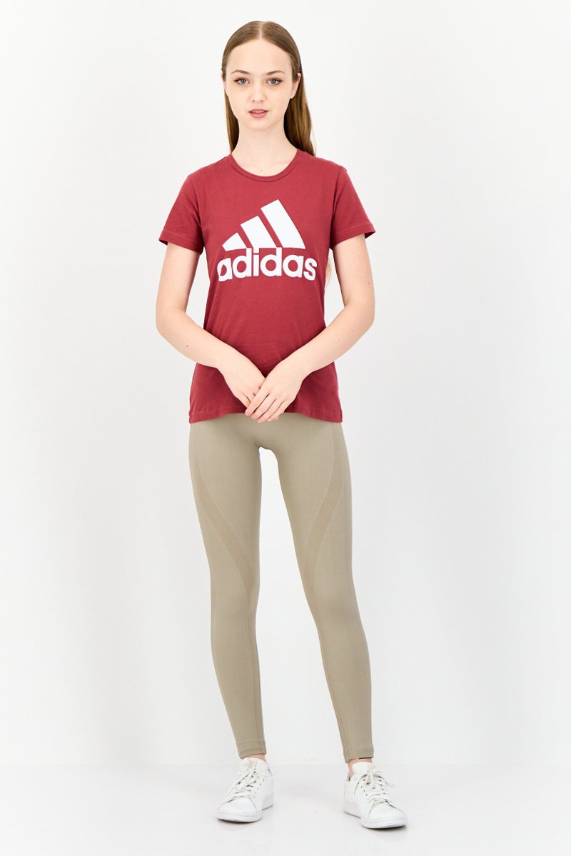 Adidas Women Sportswear Fit Short Sleeves Training T-shirt, Maroon - Image 3