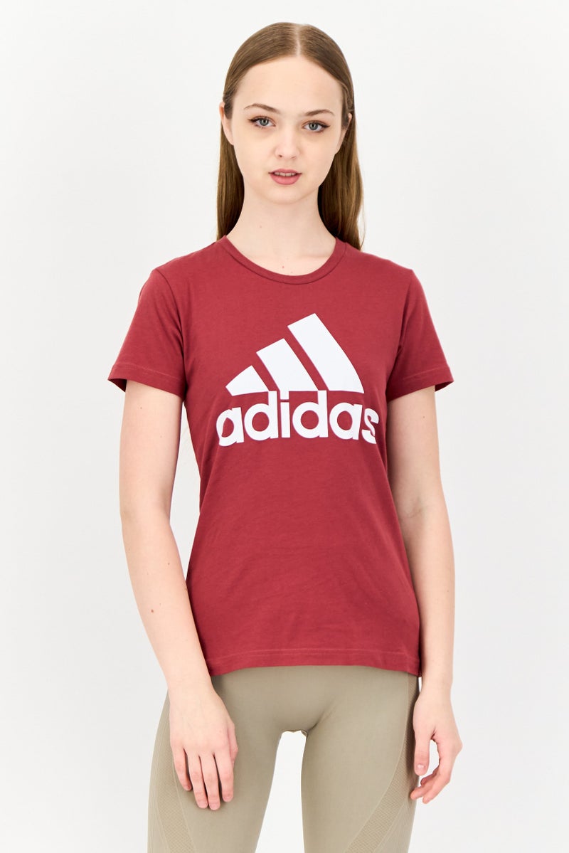 Adidas Women Sportswear Fit Short Sleeves Training T-shirt, Maroon - Image 1