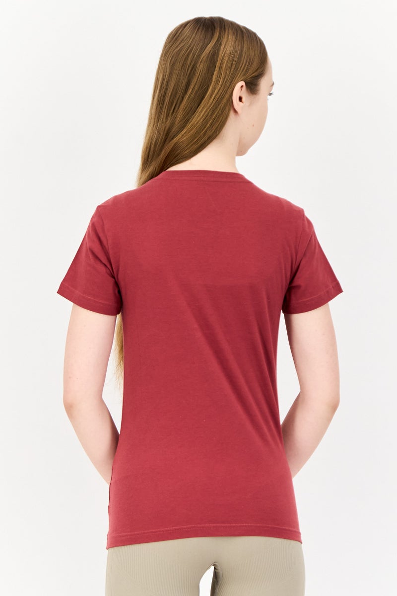 Adidas Women Sportswear Fit Short Sleeves Training T-shirt, Maroon - Image 4