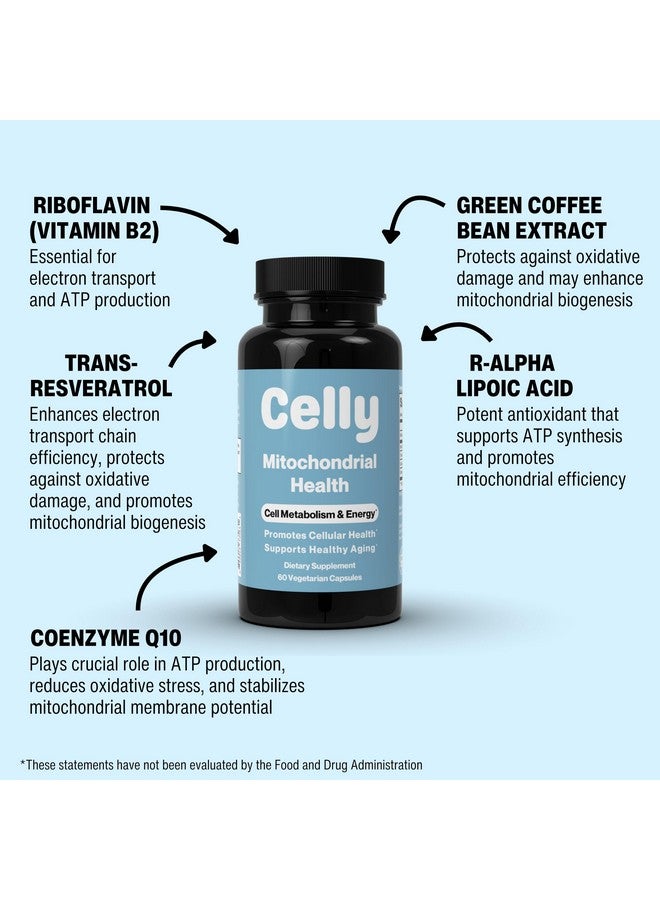 Celly Mitochondrial Health | Longevity Supplement for Cellular Nutrition and Healthy Aging | Promotes Mitochondria ATP Energy with CoQ10, Resveratrol & Green Coffee | Made in USA & 3rd Party Tested - Image 3