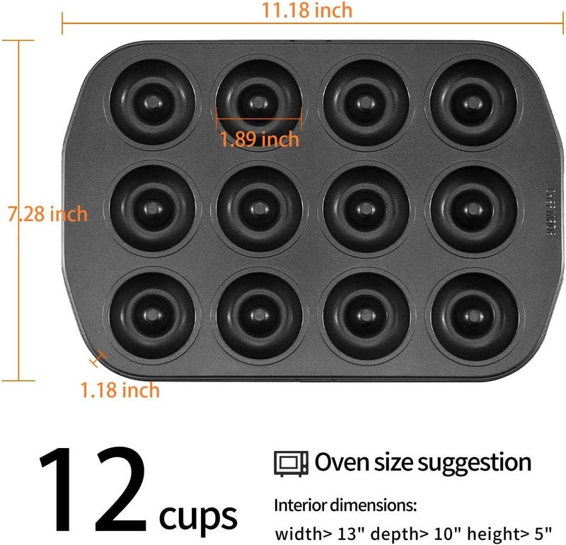 chefmade Mini Donut Baking Pans, Non-Stick 12-Cavity Donut Pan, Carbon Steel Cake Baking Pan - BPA Free Mini Bagel Pan, Oven, Microwave, Freezer Safe - Image 2